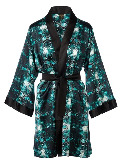 Tessitura Women's Green / Black / White Emerald Kimono In Multi