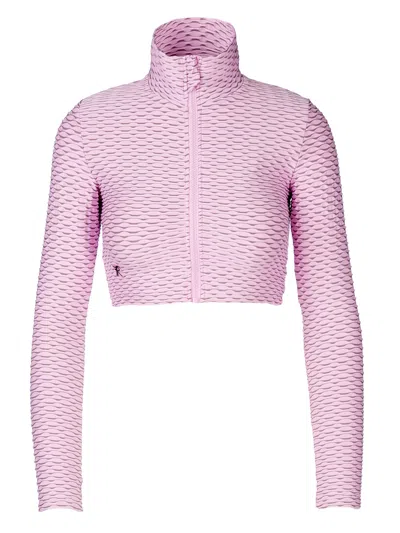 Tessitura Women's Grey / Pink Patterned Sport Top Light Pink In Multi