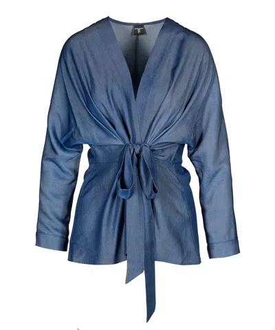 Tessitura Women's Mandarin Shirt Blue
