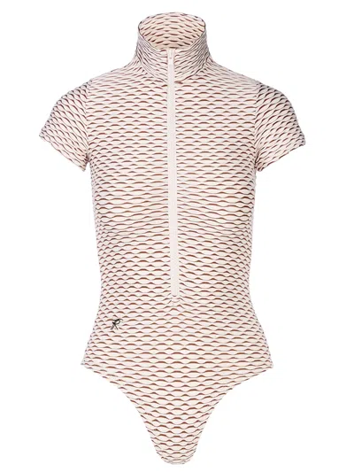 Tessitura Women's Neutrals Patterned Bodysuit Ivory In White