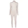 Tessitura Women's Neutrals Patterned Sport Jumpsuit Ivory In White