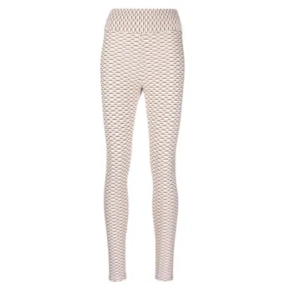 Tessitura Women's Neutrals Patterned Sport Leggings Ivory In White