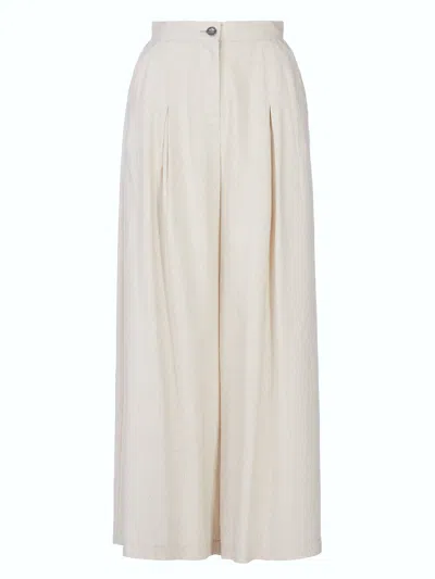Tessitura Women's Neutrals / White Nude Wide Leg Trousers