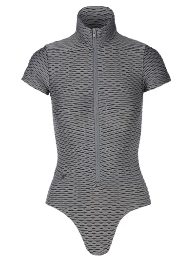 Tessitura Women's Patterned Bodysuit Grey In Gray