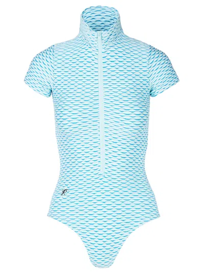 Tessitura Women's Patterned Bodysuit Light Blue