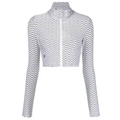 Tessitura Women's White / Black Patterned Sport Top White In Multi