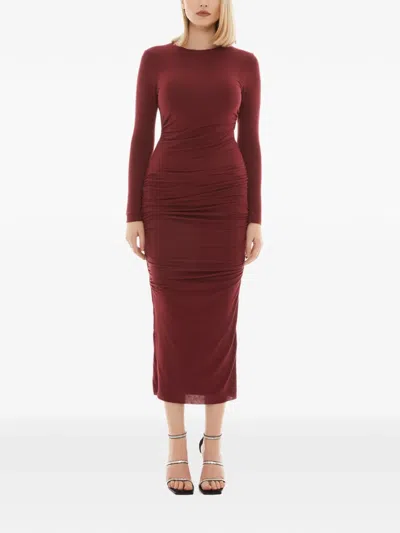 Tessitura Wrinkled Midi Dress In Red