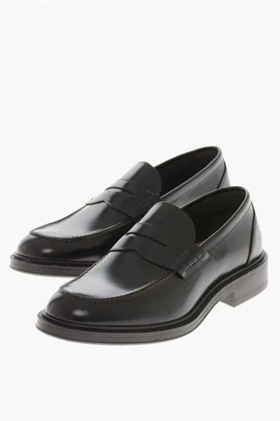 Testoni Brushed Leather Penny Loafers
