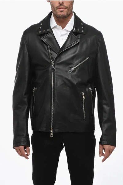 Testoni Giacca Pelle In Black