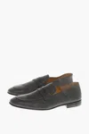 Testoni Leather Penny Loafers In Grey