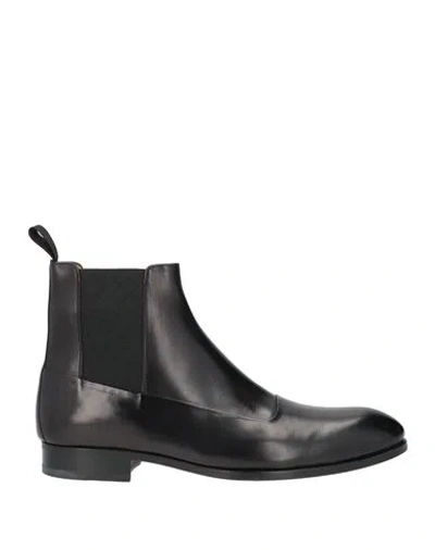 Testoni Man Ankle Boots Black Size 10 Leather In Multi