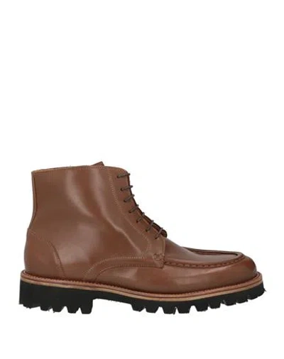 Testoni Man Ankle Boots Brown Size 10 Leather