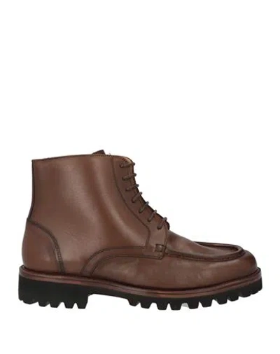 Testoni Man Ankle Boots Brown Size 9.5 Leather
