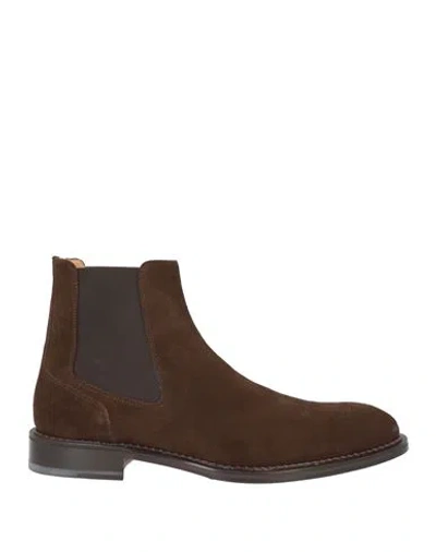 Testoni Man Ankle Boots Dark Brown Size 7 Leather