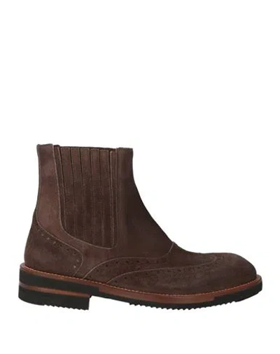 Testoni Man Ankle Boots Dark Brown Size 8 Soft Leather