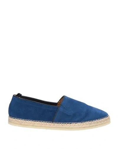 Testoni Man Espadrilles Bright Blue Size 9 Leather