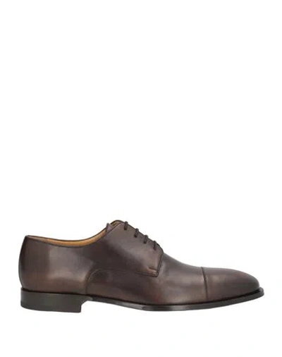 Testoni Man Lace-up Shoes Dark Brown Size 10 Leather In Multi