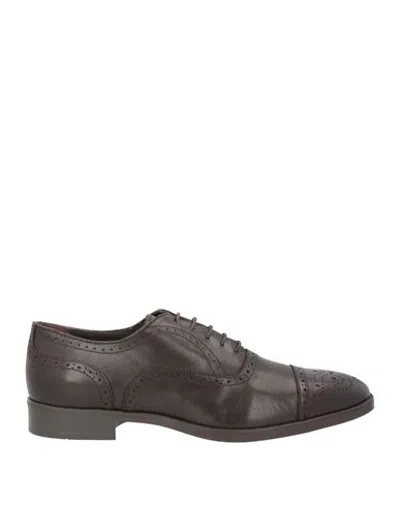 Testoni Man Lace-up Shoes Dark Brown Size 9 Calfskin