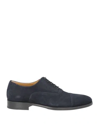Testoni Man Lace-up Shoes Midnight Blue Size 9 Calfskin