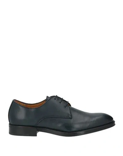 Testoni Man Lace-up Shoes Navy Size 9.5 Calfskin In Blue