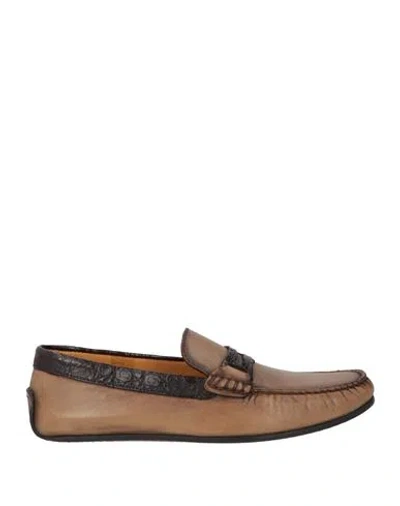 Testoni Man Loafers Khaki Size 9.5 Leather