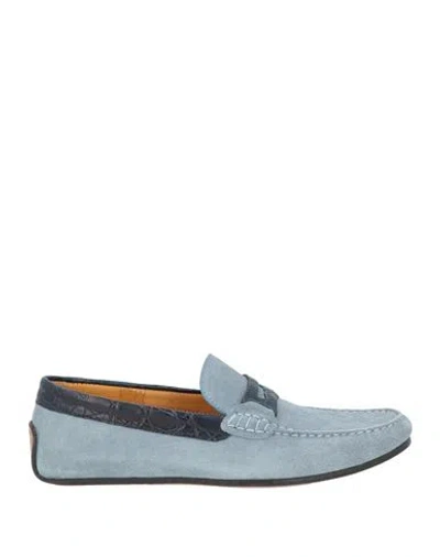 Testoni Man Loafers Light Blue Size 11 Leather