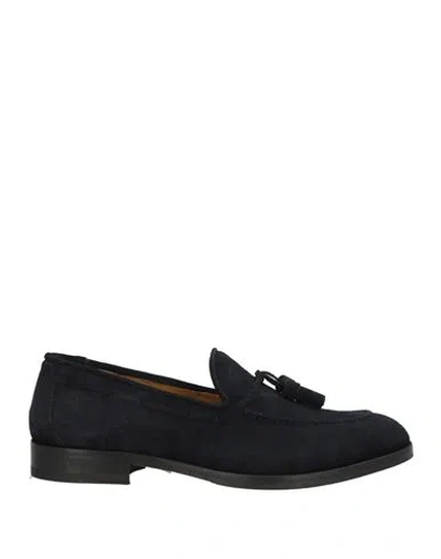 Testoni Man Loafers Midnight Blue Size 8 Calfskin In Black