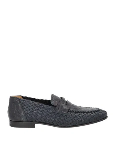 Testoni Man Loafers Midnight Blue Size 9 Leather In Multi