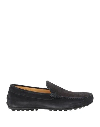 Testoni Man Loafers Midnight Blue Size 9 Leather In Black