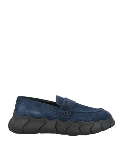 Testoni Man Loafers Navy Size 10 Leather In Blue