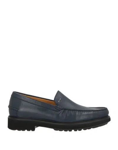 Testoni Man Loafers Navy Size 11 Leather In Blue