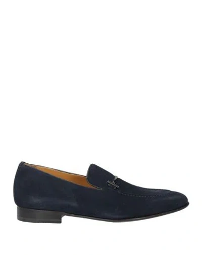 Testoni Man Loafers Navy Size 9 Leather In Blue