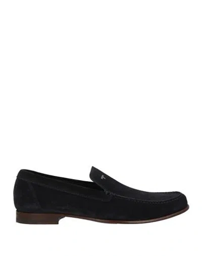 Testoni Man Loafers Navy Size 9 Leather In Blue