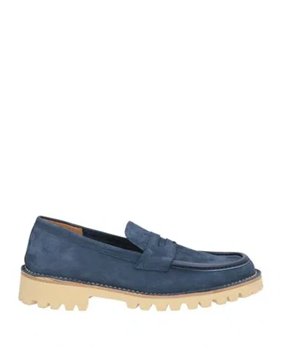Testoni Man Loafers Slate Blue Size 10 Leather