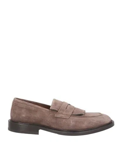 Testoni Man Loafers Taupe Size 8 Leather In Brown