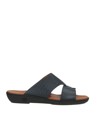 Testoni Man Sandals Midnight Blue Size 11 Leather