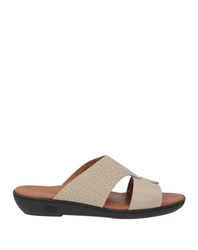 Testoni Man Sandals Taupe Size 8 Leather In Grey