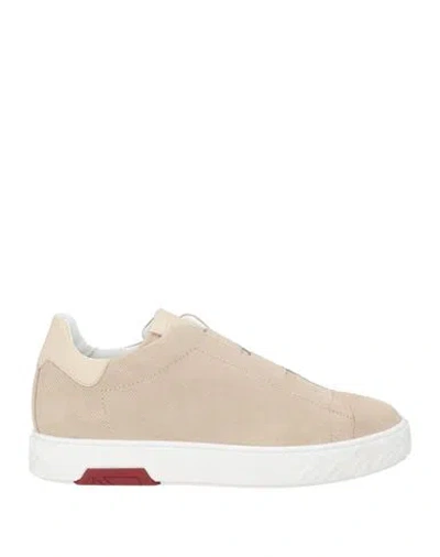 Testoni Man Sneakers Beige Size 8.5 Leather In Brown