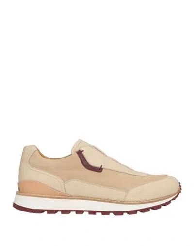Testoni Man Sneakers Beige Size 9 Leather In Nude