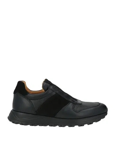 Testoni Man Sneakers Black Size 6 Leather