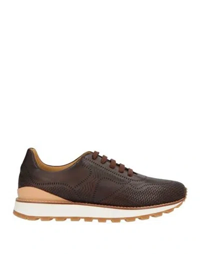Testoni Man Sneakers Chocolate Brown Size 9 Leather