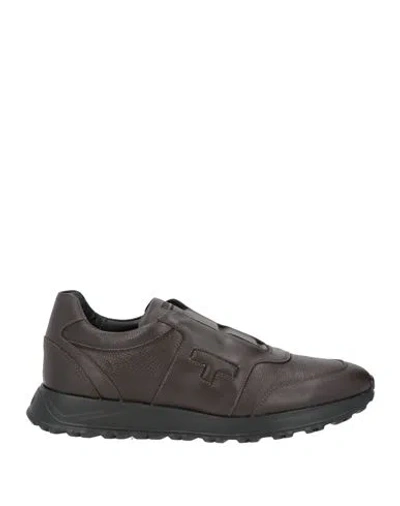 Testoni Man Sneakers Dark Brown Size 11 Leather