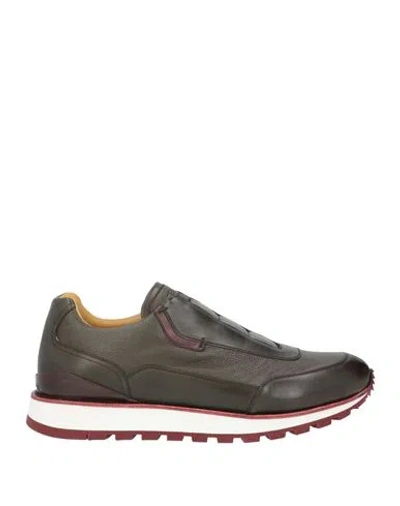 Testoni Man Sneakers Dark Green Size 10 Leather