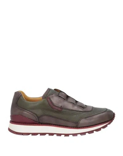 Testoni Man Sneakers Khaki Size 7.5 Lambskin In Green