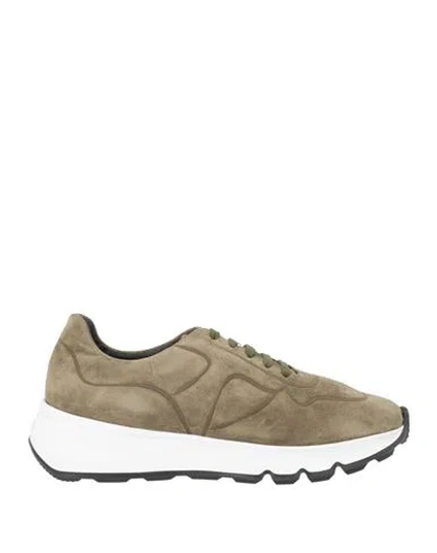 Testoni Man Sneakers Khaki Size 9 Leather In Multi