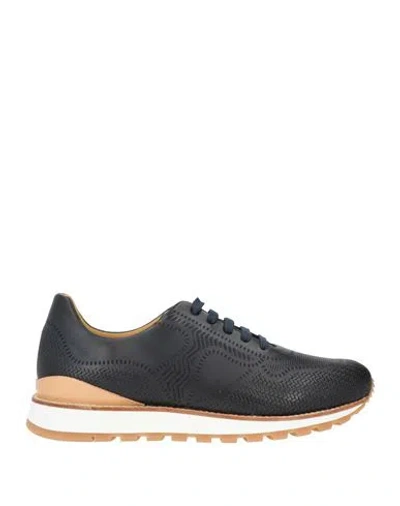 Testoni Man Sneakers Midnight Blue Size 11 Leather
