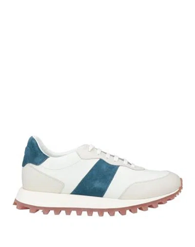 Testoni Man Sneakers Off White Size 9 Leather In Blue