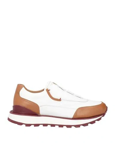 Testoni Man Sneakers Red Size 8 Calfskin In Brown