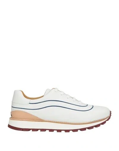 Testoni Man Sneakers White Size 7 Calfskin
