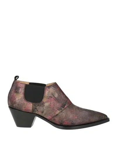 Testoni Woman Ankle Boots Lead Size 8.5 Leather In Pink